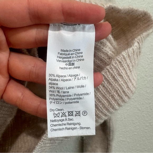 J. Crew Ribbed V-Neck Cardigan Sweater Alpaca Blend Tan Boho Small Casual Preppy - Picture 6 of 9